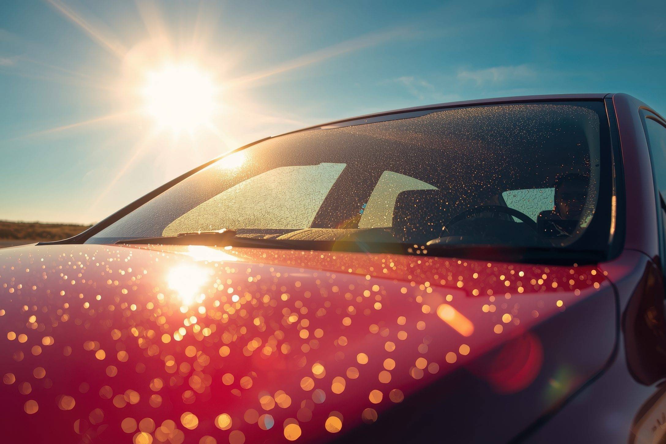 Auto sotto il sole durante un'ondata di caldo estremo