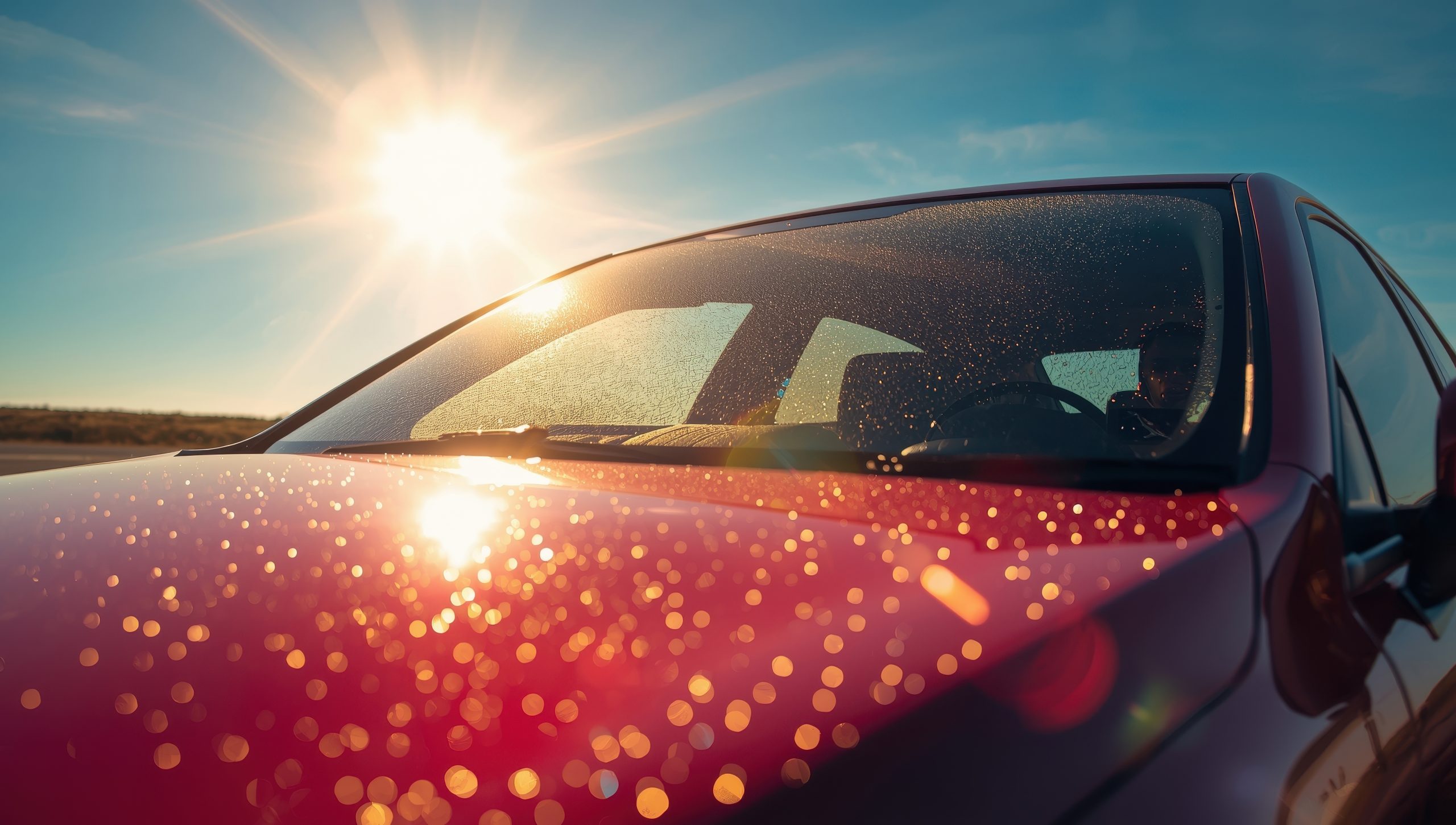 Auto sotto il sole durante un'ondata di caldo estremo