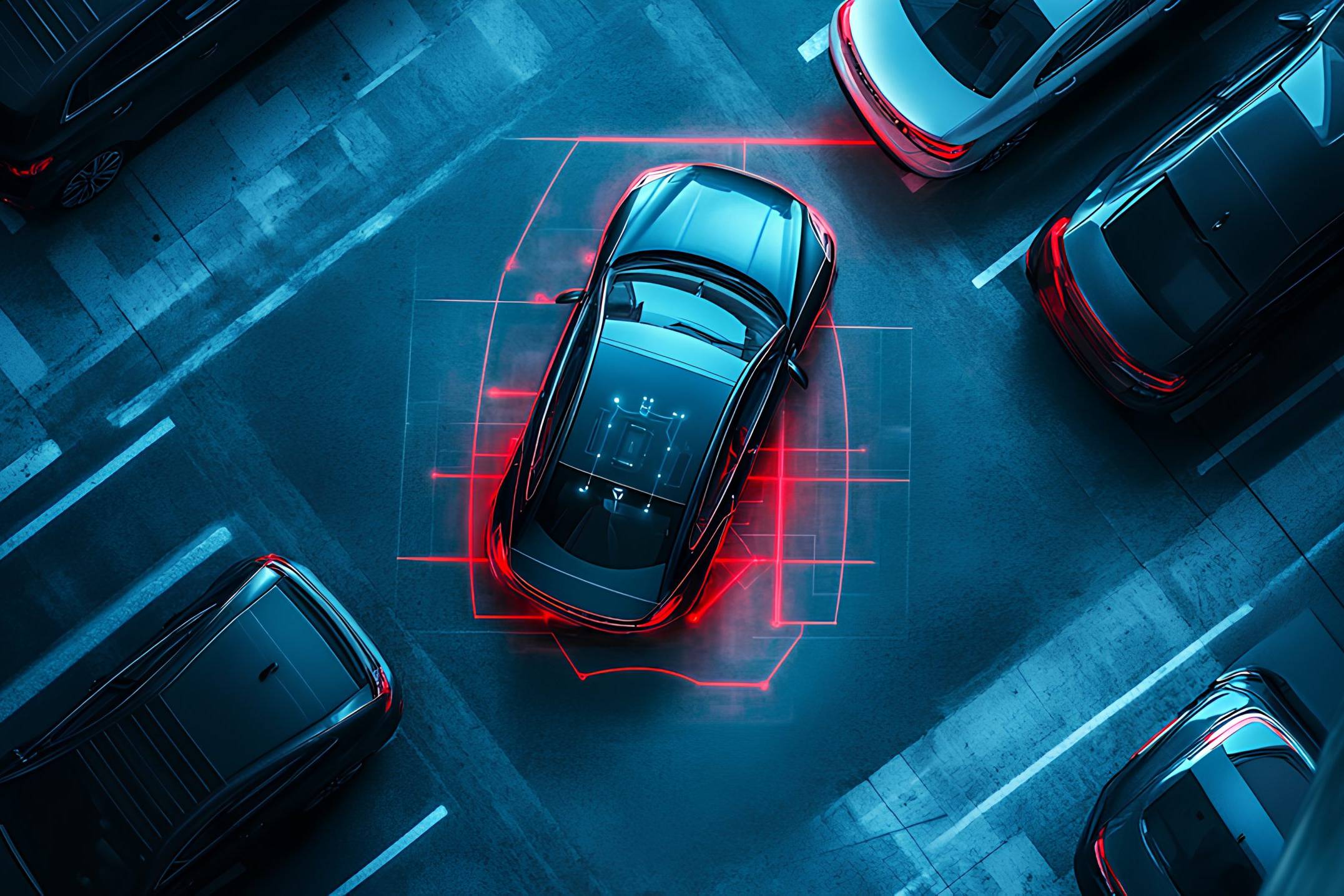 Auto che esegue una manovra di parcheggio automatico