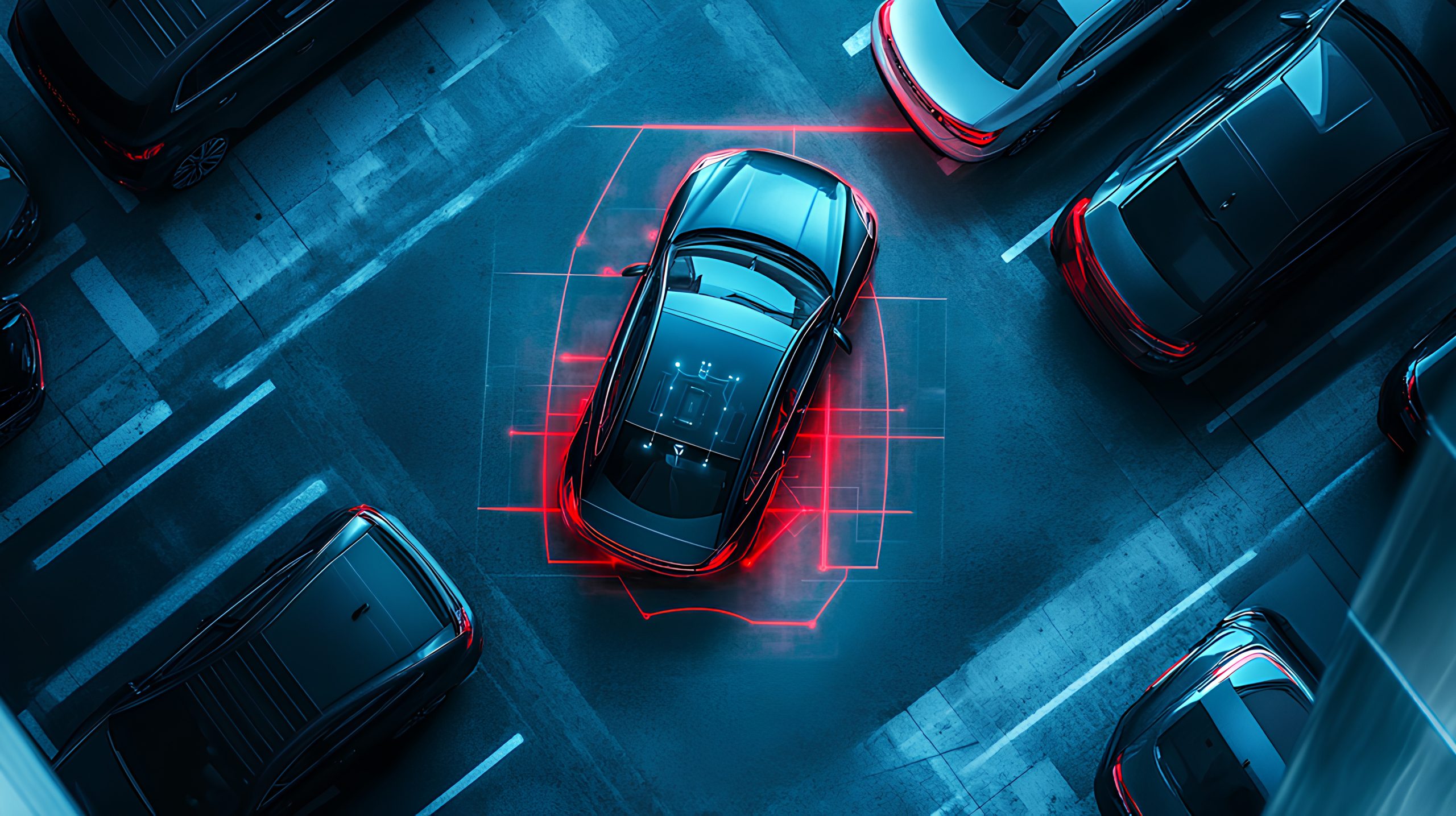 Auto che esegue una manovra di parcheggio automatico